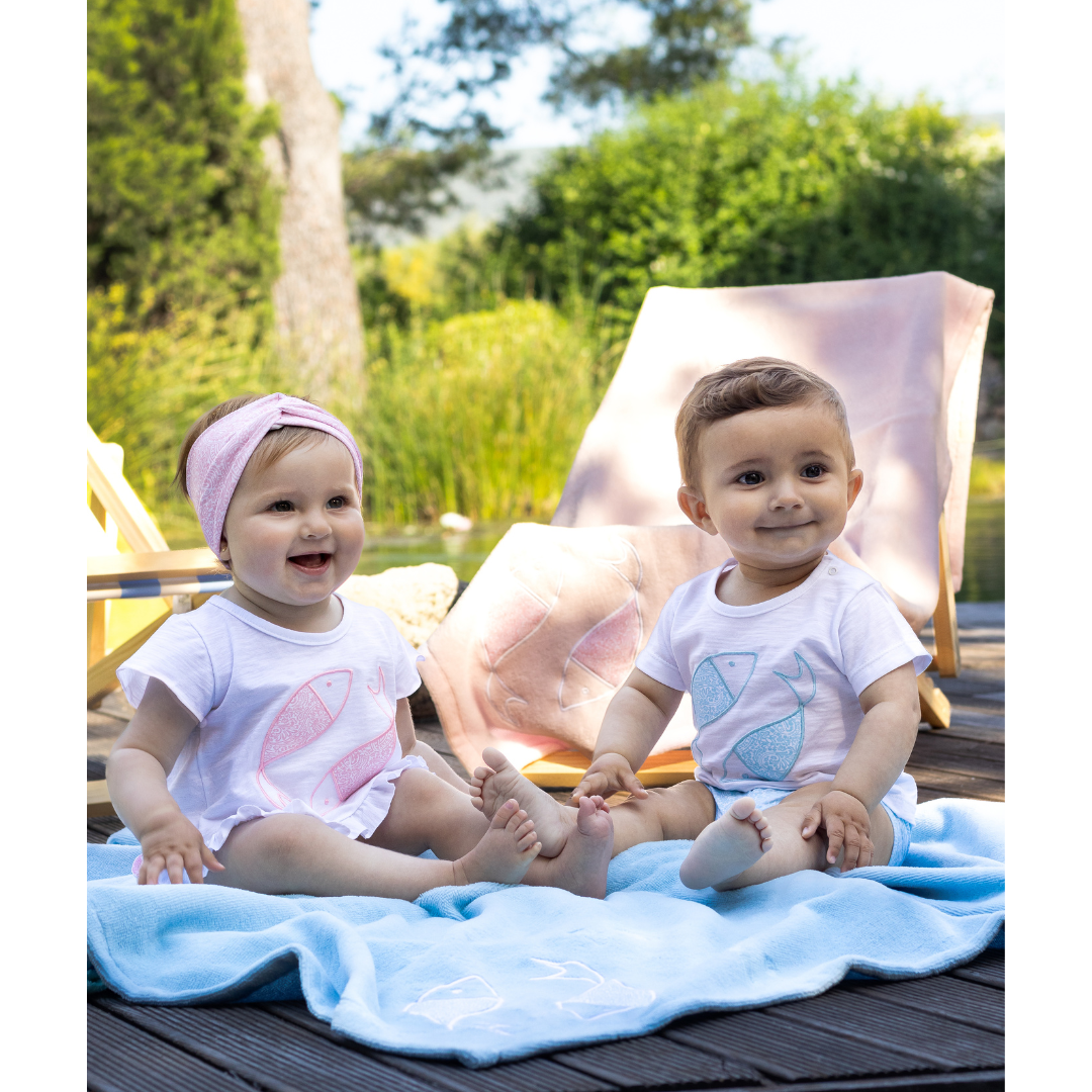 Ensemble t-shirt et culotte de bain rose fille – Collection Cachemir