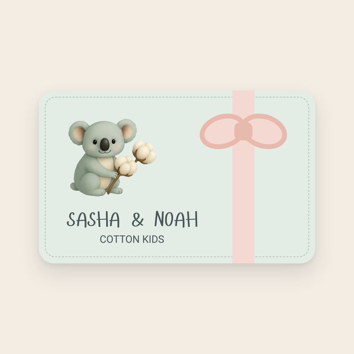 Carte cadeau Sasha & Noah avec le koala