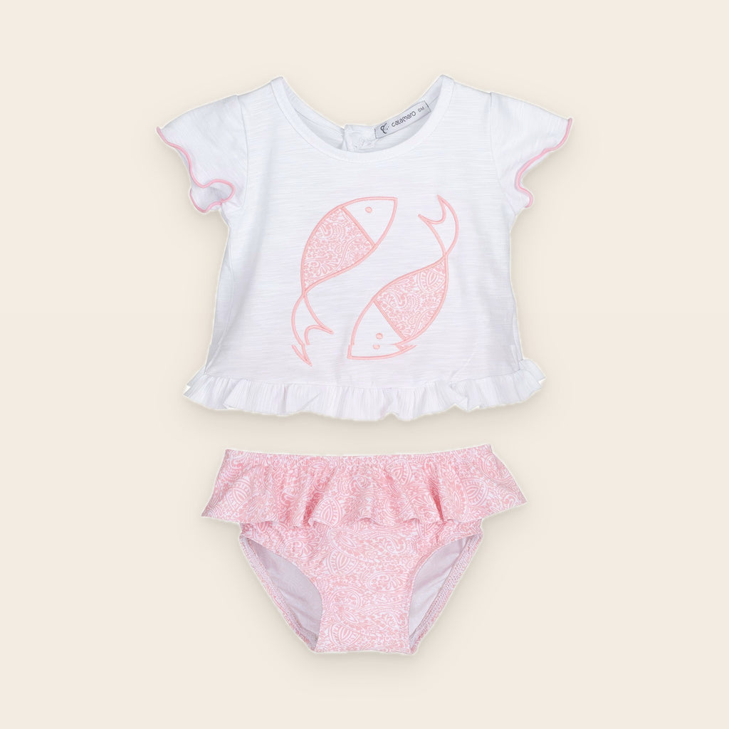 Ensemble t-shirt et culotte de bain rose fille – Collection Cachemir