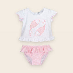 Ensemble t-shirt et culotte de bain rose fille – Collection Cachemir