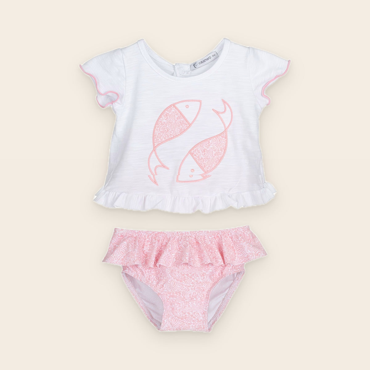 Ensemble t-shirt et culotte de bain rose fille – Collection Cachemir