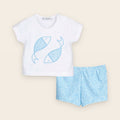 Ensemble t-shirt et short de bain bleu garçon – Collection Cachemir