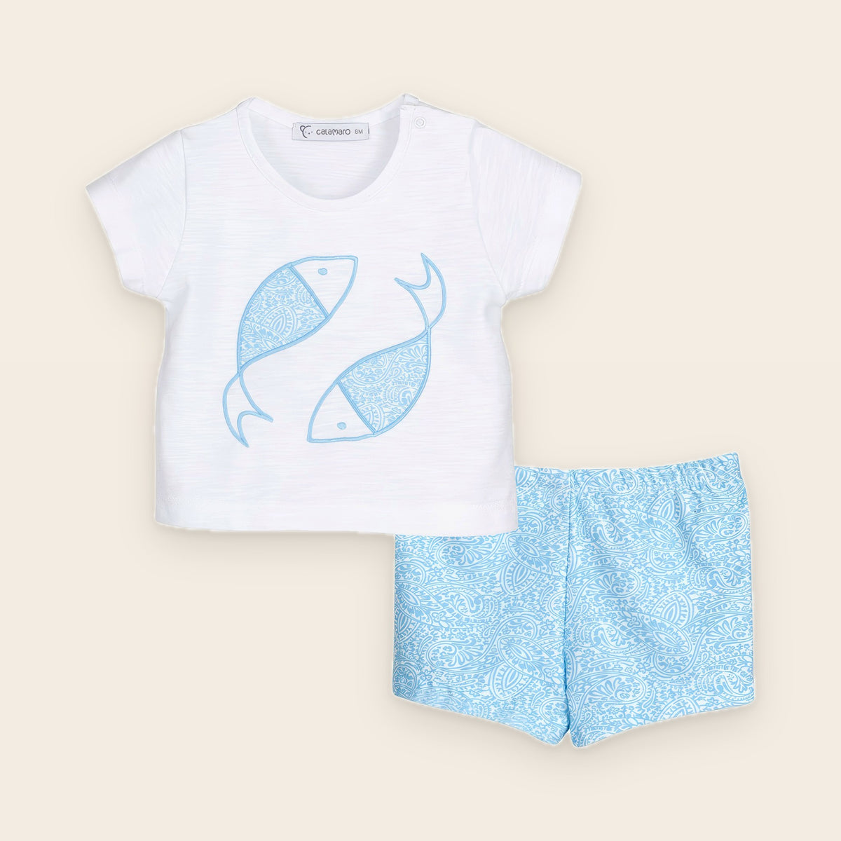 Ensemble t-shirt et short de bain bleu garçon – Collection Cachemir