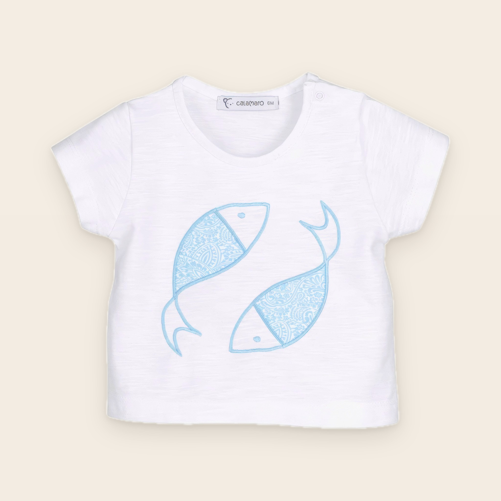 Ensemble t-shirt et short de bain bleu garçon – Collection Cachemir
